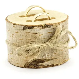 Partydeco Ringkissen Holz Baumscheibe 6 cm x 1 Stück Ringhalter Ringschachtel Hochzeitskissen