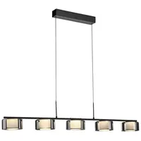 Paul Neuhaus LED Pendelleuchte LED Pendelleuchte RIKA, dimmbar, Memoryfunktion, höhenverstellbar, 5xLED-Board/7,60W/3000K, warmweiß bis kaltweiß, manuell höhenverstellbar, stufenlos dimmbar, Memoryfunktion schwarz