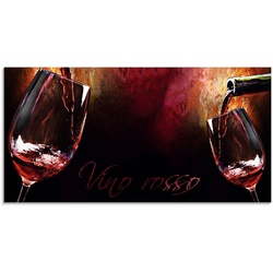 Artland Glasbild Wein – Rotwein, Getränke (1 St), in verschiedenen Größen rot 60 cm x 30 cm