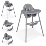 LIFEZEAL Hochstuhl Baby, Babystuhl Kinderhochstuhl mit Fußstütze, verstellbarem Tablett und Sicherheitsgurt, Verstellbarer Kombihochstuhl für Kinder von 6-36 Monaten (Grau)