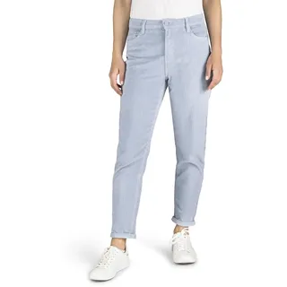 DENIMFY Cordhose Damen Mom Fit High Waist Gerades Bein Stretch DFLisa Cord Hose Pants Reißverschluss Taschen Einfarbig Blau M, Größe:M, Farben:Vintage Jeans Blue (59205) - M