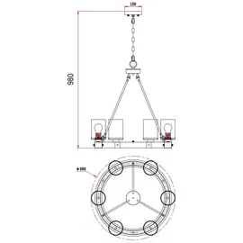 GLOBO 6-flg. 59 cm lila schwarz braun