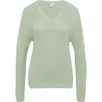 QS Pullover mit Strukturmuster und V-Ausschnitt Grün S