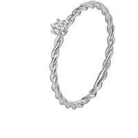 Dear Me Verlobungsring mit Diamant Weißgold Gold 585, Echt Gold Kordelring, Damen Goldring 14 Karat, Größe 49-59, Brautschmuck silberfarben