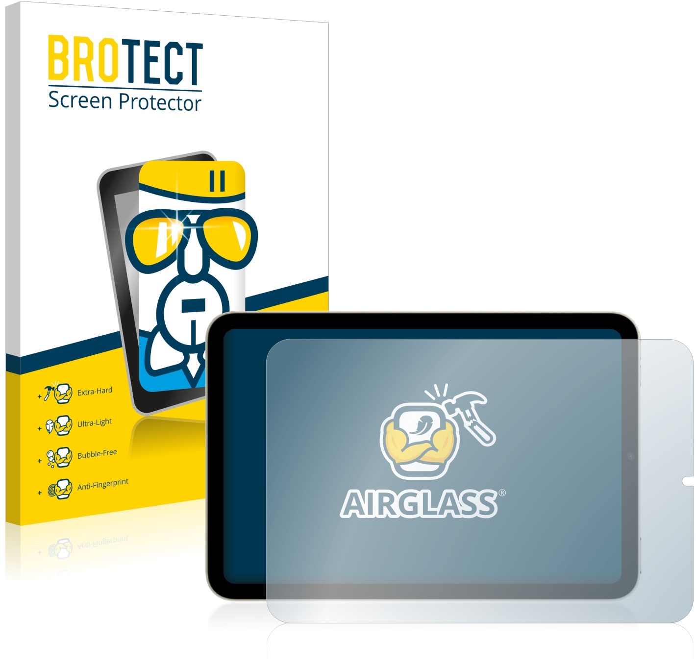 BROTECT AirGlass Panzerglasfolie für Apple iPad Mini 6 WiFi Cellular 2021 (im Querformat, 6. Gen.) - Panzerglas, Schutzglas