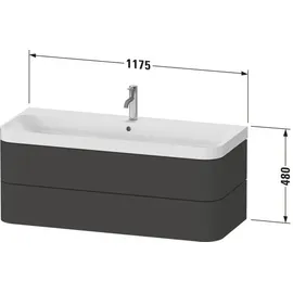 Duravit Waschtischunterschrank 2 Schubkästen 117,5 x 48 x 49 cm Schwarz