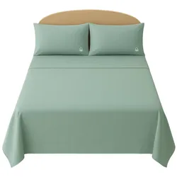 Benetton - 4-teiliges Doppelbett-Set: Bettlaken (240x240cm), Spannbettlaken (160x200cm), 2 Kissenbezüge (50x80cm), 100 % grüne Baumwolle