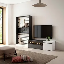 SKRAUT HOME WOHNWAND Elektrokamin, weiß, schwarz, 260/35/186cm