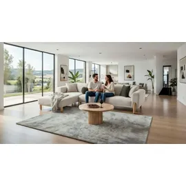 aea Ecksofa Beige mit Holzbeinen für gemütliche Wohnzimmer - Beige
