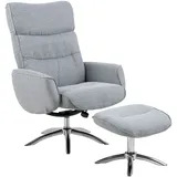 Recliner WESTFIELD - grau - chromfarben - mit Hocker Sessel Cocktailsessel