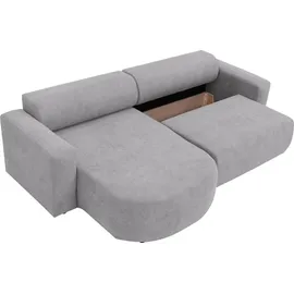 Mirjan24 Ecksofa Nicelo, Wohnzimmer L-Form mit Bettkasten und Schlaffunktion, Dekorative Kissen-Set, Seite universal (Farbe: Velo 635) - Grau
