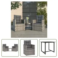 The Living Store 3-tlg. Garten-Lounge-Set mit Kissen Poly Rattan Grau - Grau