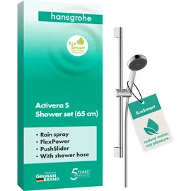 Hansgrohe Activera S Duschset 95, 1 Strahlart, EcoSmart, mit Duschstange 65 cm, Chrom