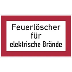Feuerwehrschild, Feuerlöscher für elektrische Brände - angelehnt an DIN 4066 - 200x120x0.45 mm Aluminium geprägt