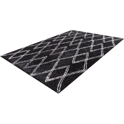 Teppich ME GUSTA "Orlando 325", grau (anthrazit), B:80cm H:27mm L:150cm, Polyester, Teppiche, Weicher Hochflorteppich, dezent gestaltet,Fußbodenheizung geeignet