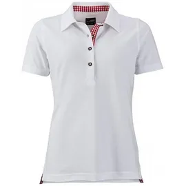 James & Nicholson Damen Trachten Piqué Polo JN715 white/red/white L