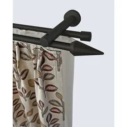 Gardinenstange GARESA "AGROS", schwarz, L:280cm Ø:20mm, Aluminium, Holz, Kunststoff, Gardinenstangen, Vorhanggarnitur, einfache Montage, verlängerbar, Wandmontage, Spitze