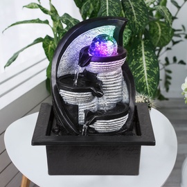 GLOBO LED-Brunnen Albert Kunststoff Grau