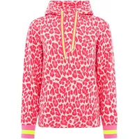 Zwilling Zwillingsherz Hoodie "Leo Allover Neon Kante" mit Animal-Design und kontrastfarbigen Ärmelbündchen rosa XXL