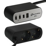 Electraline 62584 Steckdosenleiste für den Schreibtisch Electradock 2-Fach Schuko + 4 USB (1 USB A + 3 USB C PD65W) Kabel 2 m, Mehrfachsteckdose/Tischsteckdose Steckerleiste