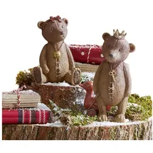 Loberon Deko-Bären 2er Set Bonnal, aufwendige Handbemalung, nostalgisches Design, Weihnachtsfiguren, Weihnachtsdekoration, Weihnachten, Polyresin, antikbraun