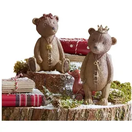 Loberon Deko-Bären 2er Set Bonnal, aufwendige Handbemalung, nostalgisches Design, Weihnachtsfiguren, Weihnachtsdekoration, Weihnachten, Polyresin, antikbraun