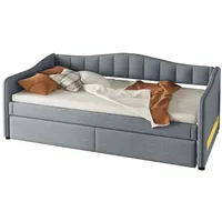 FLASMR Schlafsofa Tagesbett mit ausziehbarem Bett, Schlafsofa, Einzelbett(Ohne Matratze), 1 Teile grau