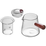 Milageto Glas-Teekanne mit Teesieb, eleganter Teekocher mit Deckel, Teekanne mit Holzgriff, transparenter Teekessel, sicher für den Herd, für Camping, 500 ml