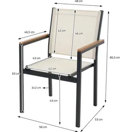 ML-Design Gartenstuhl 56 x 85,5 x 53 cm beige 6 St.