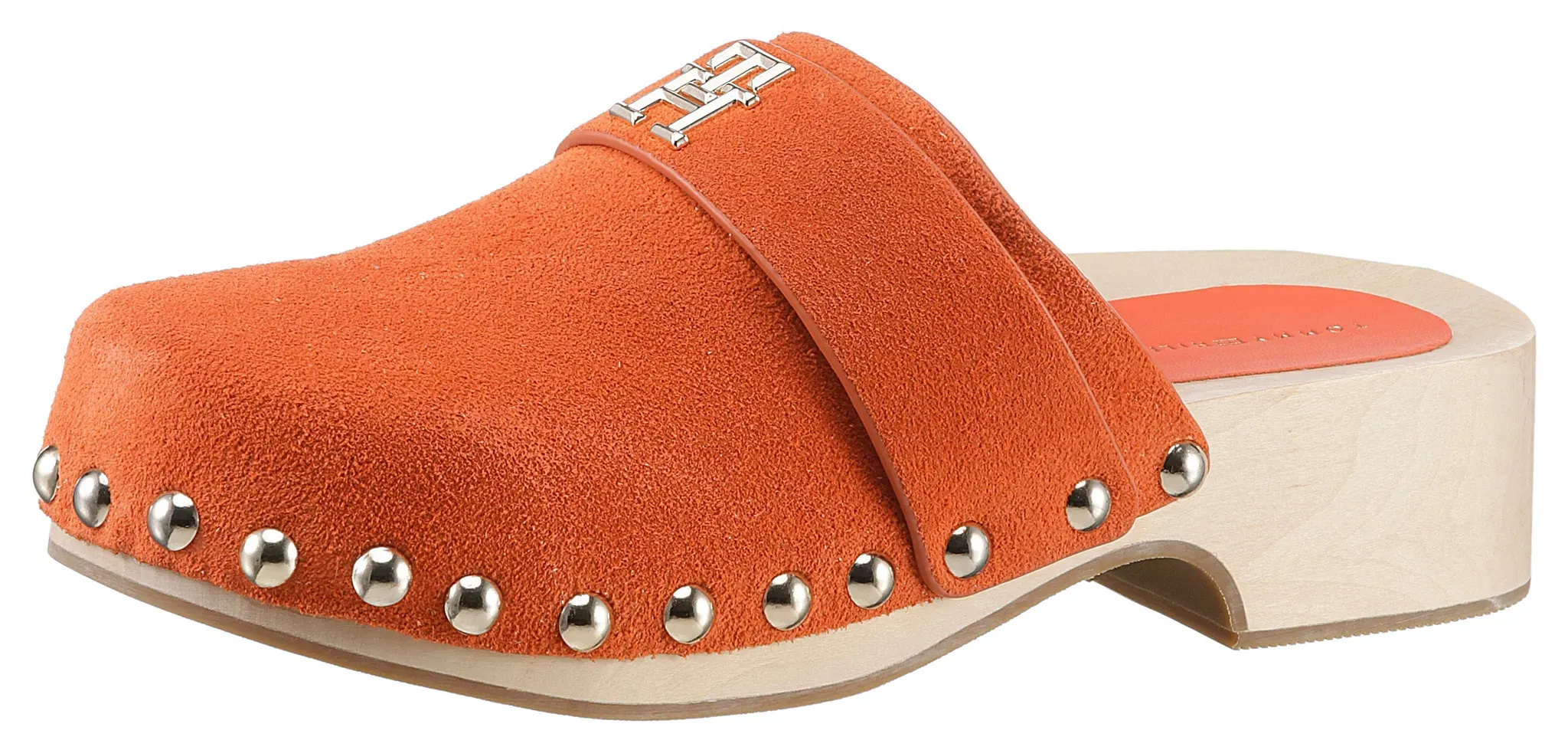 Tommy Hilfiger Clog »TH CLOG SUEDE«, mit glänzenden Nieten TOMMY HILFIGER orange 40