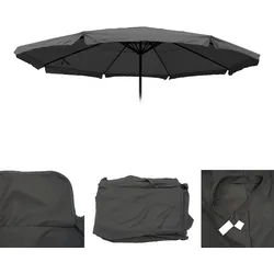 Ersatz-Bezug für Sonnenschirm Carpi Pro, Gastronomie Marktschirm mit Volant Ø 5m, Polyester ~ anthrazit