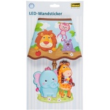 IDENA LED Wandsticker Lampe Wildtiere, 31x18cm,