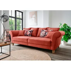 Big-Sofa HOME AFFAIRE "Tassilo", orange (koralle), B:266cm H:95cm T:110cm, 100% Polyester, Sofas