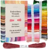 LIVAIA Stickgarn SET 100 Farben je 5 Meter: Schönes Garn zum Sticken, – Polyester