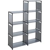 Estexo Treppenregal Stufenregal Bücherregal Stecksystem Stoff 7 Fächer Bücherschrank
