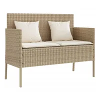 Furnicato Gartenbank mit Kissen Beige Poly Rattan