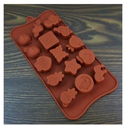 NO NAME Silikonform Silikonform für Schokolade Pralinen verschiedene Motive 15 Stück, (1-tlg) braun