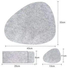 Intirilife 6x Filzunterleger-Set in Grau - Tischdeckchen 43 x 33 cm Wohntextilien, Tischwäsche, Untersetzer