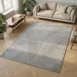 Carpetsale24 Kurzflor Teppich 160x230 cm Grau Wohnzimmer, Schlafzimmer, Küche, 3D Hoch-Tief-Effekt, Skandinavisch Boho Motiv, für Outdoor Bereich geeignet Terrassen oder im Balkon