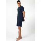 Fila Shorty FILA "MAN JERSEY PYJAMAS", Herren, Gr. XXL, blau (navy), Jersey, Obermaterial: 100% Baumwolle, modisch, bequem kurz, Rundhals, Kurzarm, Homewear-Sets, Hose mit elastischem Logobund und Kurzarmshirt