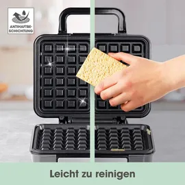 GOURMETmaxx Waffeleisen Belgische Waffeln 1200W Edelstahl/schwarz | Schwarz