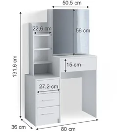 Vicco Schminktisch Conrada Weiß, 80 cm