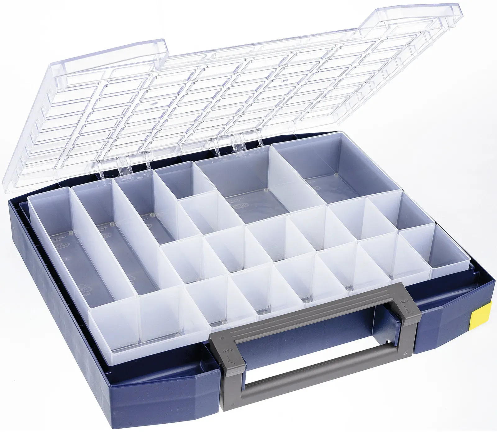 raaco Boxxser 80, Werkzeugkasten, Polycarbonat (PC), Polypropylen, Blau, Transpa