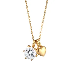 Elli Herz Anhänger Solitär Kristalle 925 Sterling Silber Gold Damen 