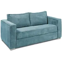Vente-unique - Schlafsofa mit Matratze 3-Sitzer - Cord - Türkisblau - Liegefläche mit Lattenrost mit breiten Latten 140 cm - Matratze 22 cm - loreto