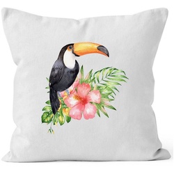 Autiga Dekokissen Kissenbezug Tucan Tropical Summer Jungle Paradise Hummingbird Kissen-Hülle Deko-Kissen Autiga® weiß