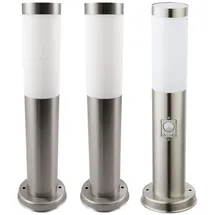 ETC Shop Außenleuchte Edelstahl 7,6x45 cm 3er Set Silber