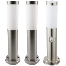 ETC Shop Außenleuchte Edelstahl 7,6x45 cm 3er Set Silber