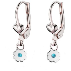 schmuck23 Paar Ohrhänger Kinder Ohrringe Blume Zirkonia 925 Silber, Damen, Mädchen, echt, Sterling Silber blau