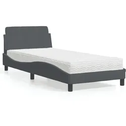 Bett mit Matratze – Dunkelgrau, 90x200 cm, Samt – Stil & Komfort